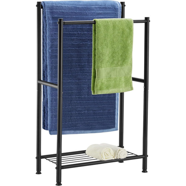 Porte-Serviettes Autoportant HOOBRO 3 Niveaux - Étages Séchage Rapide Pour Salle De Bain | Noir Et Marron